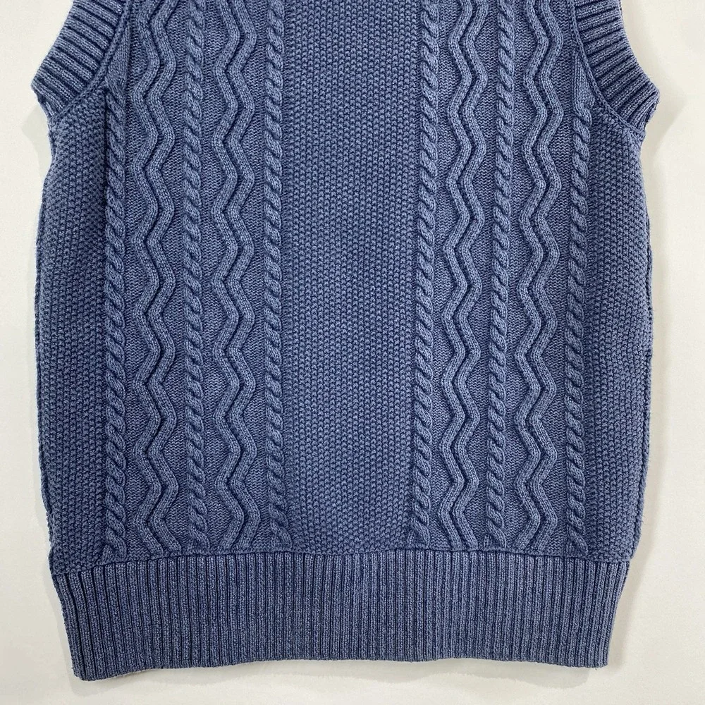 Abercrombie & Fitch Womens Navy Cotton Cable Knit Sweater Vest Size S Preppy
